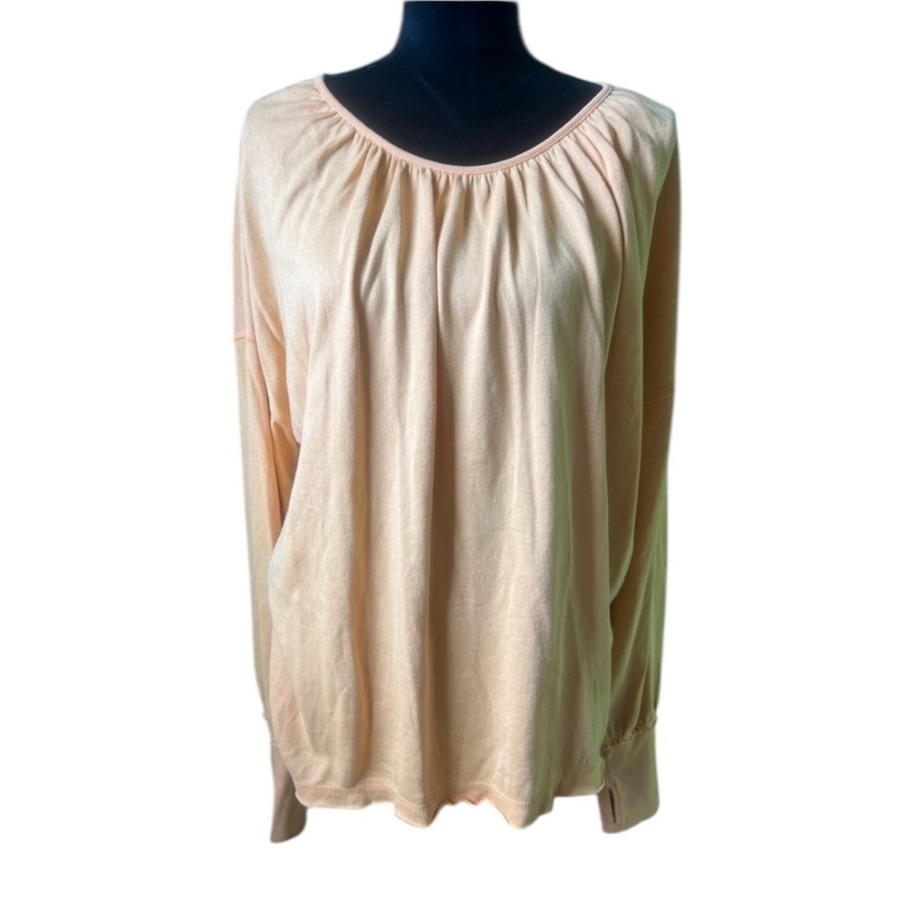 Free People Movement Womens Light Orange Open Back Thumbhole Top Medium NWOT